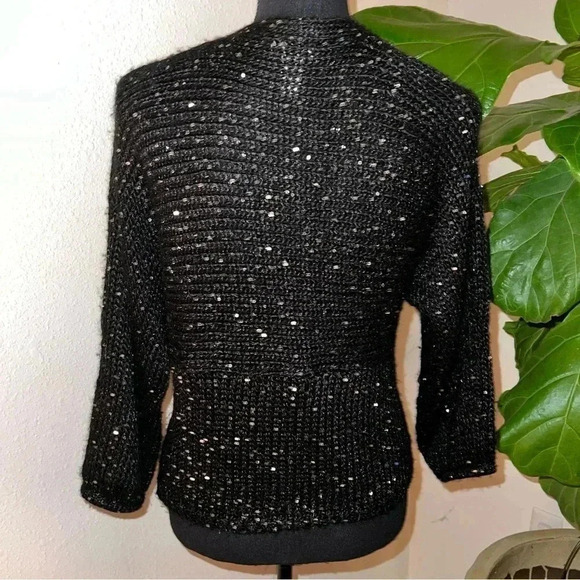 Chico’s Women’s Black Alpaca Blend 3/4 Sleeve Cardigan with Sequins Size 0 - Picture 5 of 16
